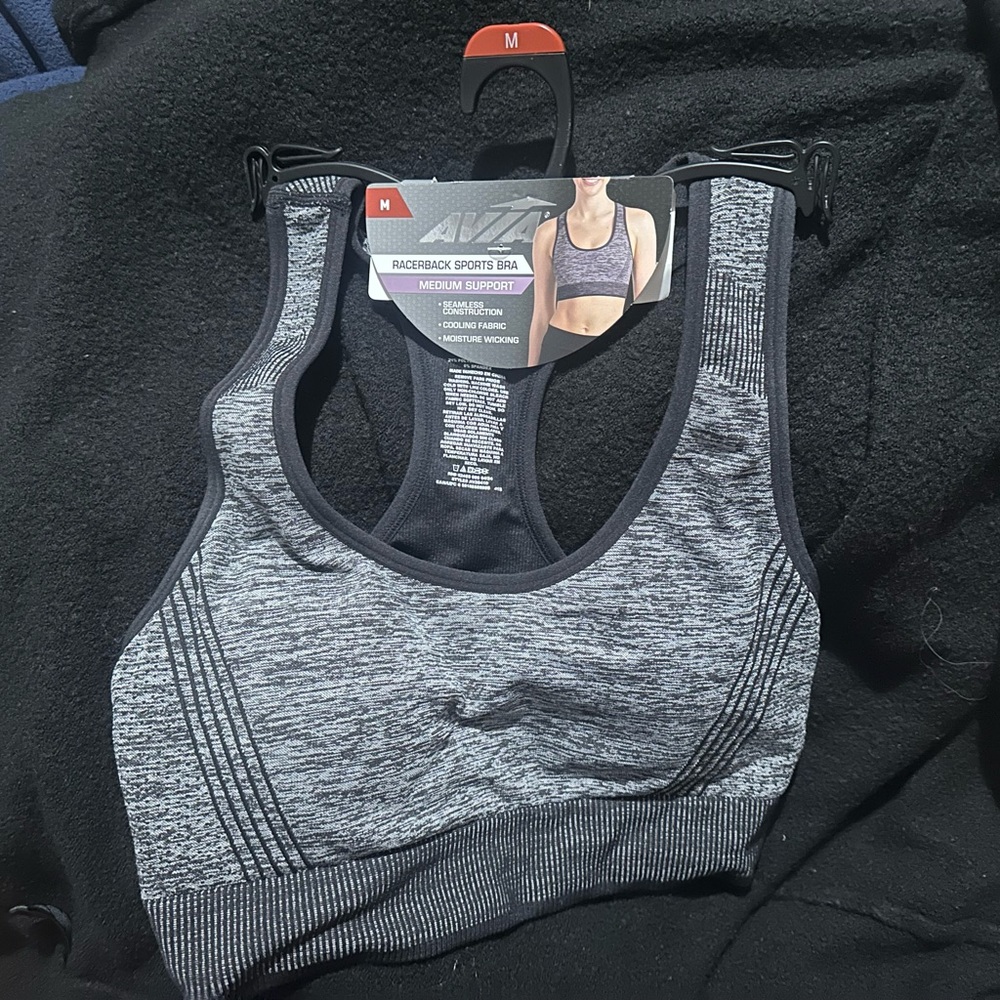 Avia Women's Heathered Black Sports Bra